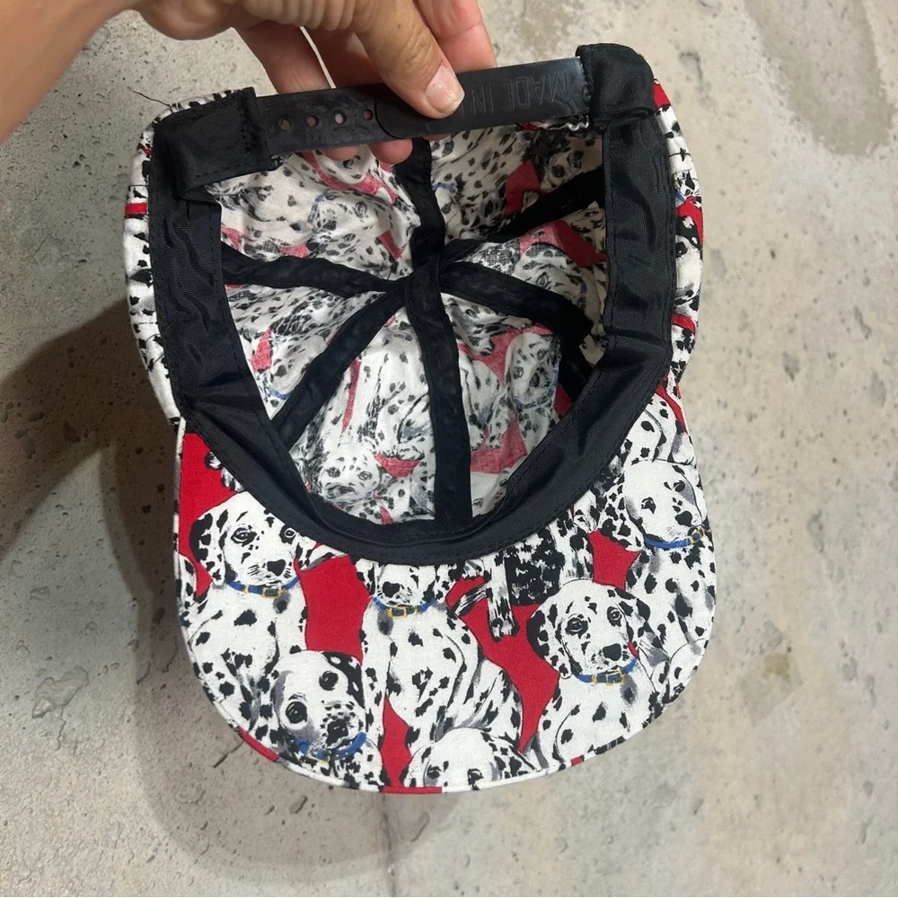 Vintage red Snap back hat Dalmatian print one size hat